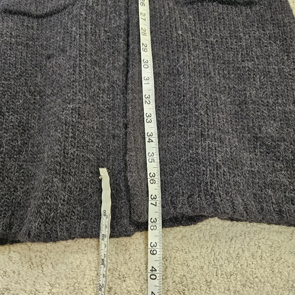 J Crew Sweater Coat Duster Womens M Blue Longline Collar Knit Alpaca blend